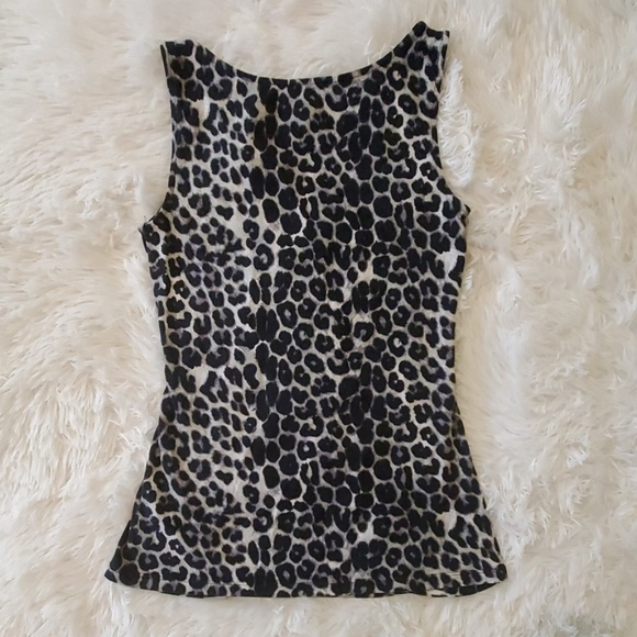 Express Animal Rutched Faux Wrap Top - Picture 2 of 2